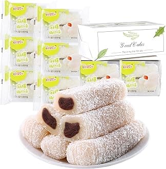KWOLYKIM Mochi Rice Cake, 6 Pack Shredded Coconut + Red Beans Flavor Asian Pastry Traditional Snack and Food Soft & Sweet Mochi Individually Packaging Dessert 360g/12.69oz