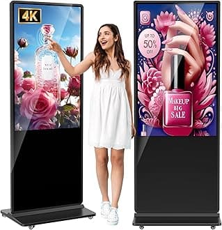 55 inch Indoor Digital Signage 4K Touchscreen,CMS Software,IPS Floor Standing Digital Kiosks Interactive Displays with WiFi HDMI/USB Input Auto AD Player, Android OS Black