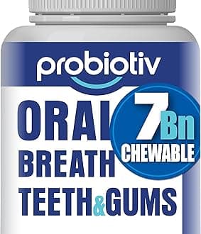 Oral Probiotics for Mouth Bad Breath 7 Billion CFU – Chewable Dental Probiotic for Teeth and Gums & Fresh Breath, Combats Dry Mouth, Halitosis & Supports Gut Health (30 Count (Pack of 1))