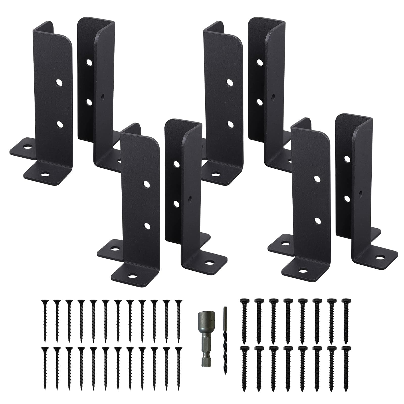 Deck Post Anchor Base Brackets, Adjustable Wood Fence Pergola Post Base Brackets, Deck Post Brackets Support Deck Base Plate Pergola Brackets Fence Kit Fit 1.5x1.5, 2x2, 2x4, 4x4 (8PCS)