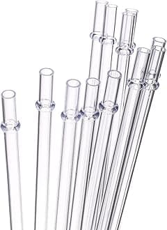 Dakoufish 11 Inch Clear Reusable Thick Tritan Plastic Drinking Straws Extra Long for 24oz & 40oz Mason Jar Tumblers,Set of 12 Pcs Straws with Cleaning Brush (11inch, Clear)