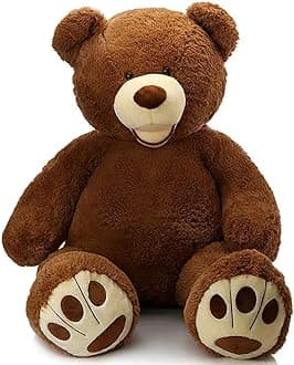 MorisMos Giant Teddy Bear with Big Footprints Big Teddy Bear Plush Stuffed Animals Dark Brown for Boy,Children,Boyfriend 39 Inches