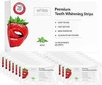 Whites Beaconsfield Teeth Whitening Strips, 28 Strips (14-Day Treatment) – Non-Peroxide Formula, Enamel-Safe, Brighten Teeth Fast, Removes Coffee, Wine, Smoke Stains, Safe for Sensitive Teeth