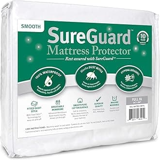 SureGuard Mattress ProtectorsFull Extra Long (XL) - 100% Waterproof, Hypoallergenic - Premium Fitted Cotton Cover - Smooth