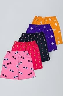 Girls Cotton Printed Shorts(Pack of 5)