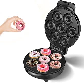 DSP Mini Donut Maker - Non-Stick, Cool Touch Electric Doughnut Machine for Mini Donuts - Perfect for Breakfast, Snacks & Desserts (Black, 7 Donuts)