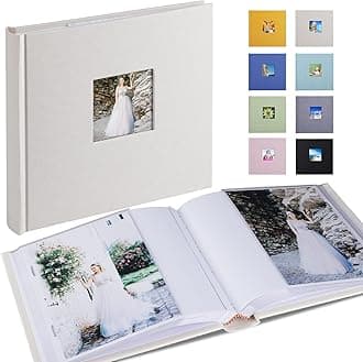 1DOT2 Photo Album 4x6 Hold 60 Photos with Memo Vertical Slip-in Pockets Photo Book, Linen Cover Picture Photo Albums with Writing Space for Wedding Baby Mother's Day Beige
