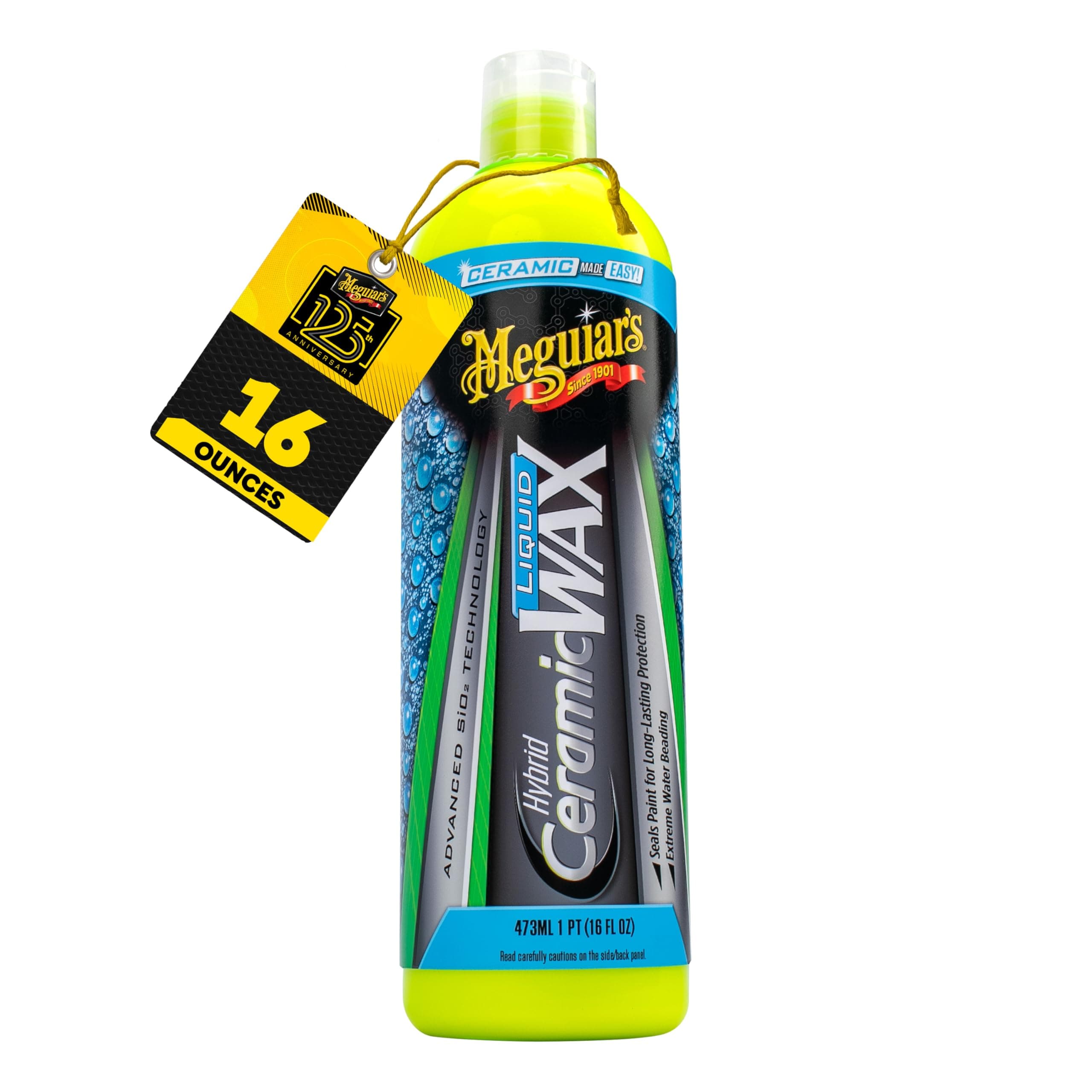 Meguiar's Hybrid Ceramic Liquid Wax, Shield Your Paint with a Residue-Free Liquid Car Wax with Advanced SiO2 Hybrid Technology and Long-Lasting Water-Beading Protection, 16 Oz Bottle