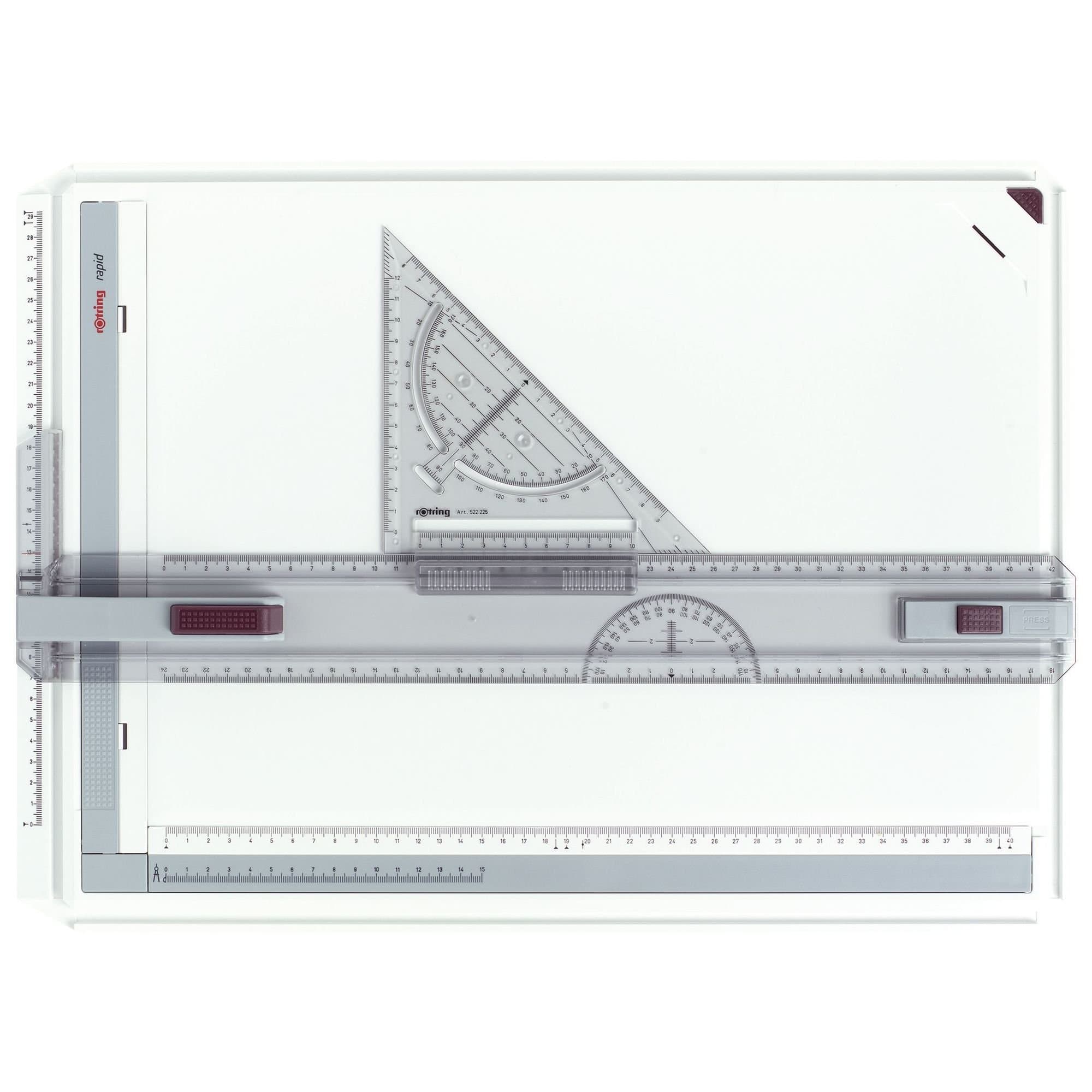 rOtring Rapid Drawing Board | A3 Size Drawing Table | Multifunction with Adjustable Ruler/Guidelines, Protractor and More