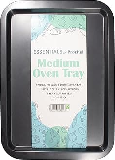 Essentials Medium Oven Tray, Non Stick, Easy Clean, 38cm x 27cm x 2cm, White