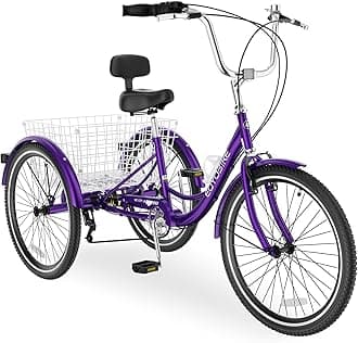 MOONCOOL Adult Tricycles 3 Wheel 7 Speed Trikes, 20/24/26 inch Adult Trikes 3 Wheeled Bike with Basket for Seniors, Women, Men