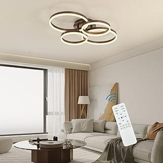 Jaycomey Dimmable 90W LED Ceiling Light,Modern Acrylic Surface Mount Chandeliers,2+2 Rings Chandelier Modern Flush Mount Ceiling Light for Living Dining Room Bedroom 3000K-6000K