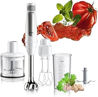 Braun Hand Blender 1000 Watts, 500 ml Mini Food Processor, Double Beater, Active Blade, Easy SmartSpeed and PowerBell Plus Technology - MQ7035BI