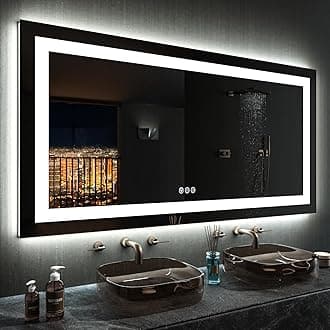 LOAAO 55X30 Inch RGB LED Bathroom Mirror with Lights, Anti-Fog, Dimmable Lighted Bathroom Vanity Mirror, Colorful Multiple Light Modes, RGB Backlit + Front Light, Memory Function