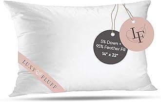 LuxyFluffThrow Pillow Insert, Indoor Decorative Pillows, for Couch, Sofa or Bed, Cushion Sham Stuffer, Down and Feather Filled, with 100% Cotton Cover 233 Thread Count (14" x 22")