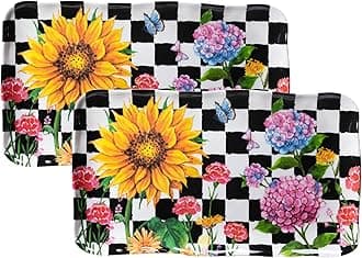 Melamine Sunflower Serving Platter/Tray, 2-Piece Melamine Platter Set