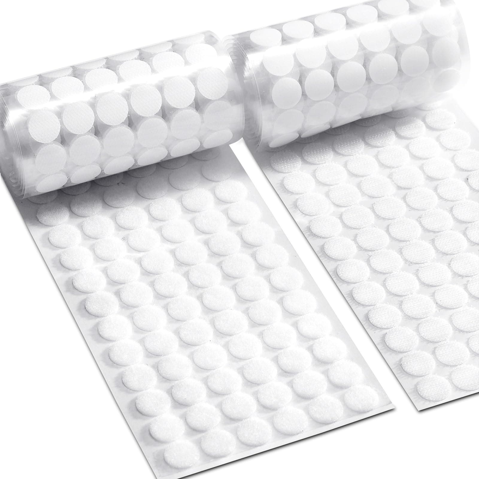 JUMINIZ 1000 Pcs (500 Pairs) 0.59inch Diameter Hook and Loop Fastener Self Adhesive Dots for Arts and Crafts School Classroom Home and Office Use, White