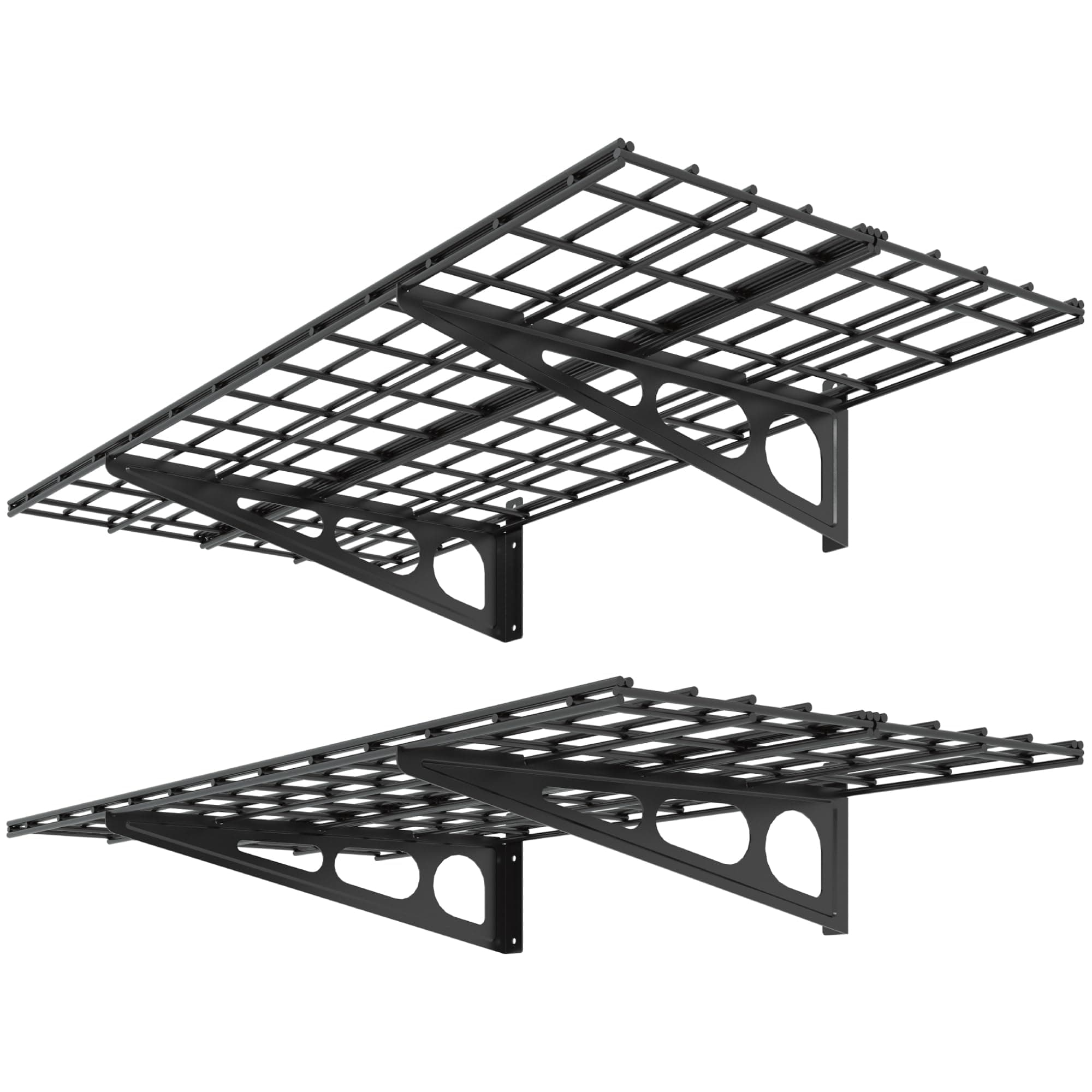 FLEXIMOUNTS 2 x 4 inch black 2 pack 2 x 4 ft 24-inch wall shelf garage storage rack, 24 x 48 inches.