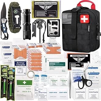 - EVERLIT 250 Pieces Survival First Aid Kit IFAK EMT Molle Pouch Survival Kit Outdoor Gear Emergency Kits Trauma Bag for Camping Boat Hunting Hiking Home Car Earthquake and Adventures