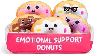 Emotional Support Donuts by Relatable, Cuddly Stuffed Animals and Toys, Squishy Toys and Plushies, Great Ideas for Loved Ones of All Ages, Includes 5 Plushies with Carrying Basket