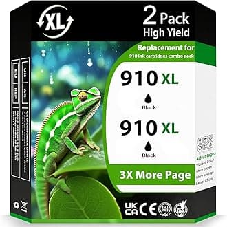 910 XL 910XL Black Ink Cartridges for HP Printers Replacement for HP 910 910XL HP910XL Ink Cartridge Combo Pack for HP 910 Ink for OfficeJet Pro 8020 8025 8028 8035 8030 OfficeJet 8010 8022 8015 8018