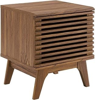 Modway Render Mid-Century Modern 19" Vinyl Record Display Stand in Walnut