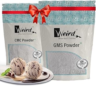 WEIRD CMC 100 Gm GMS 250 Gm Powder Combo (350 Gm) For Ice Cream - Perfect For Creamy & Smooth Treats - Stablizer & Thickener - Food Grade - Taste Enhancer - Cake Baking - Moisture Retention