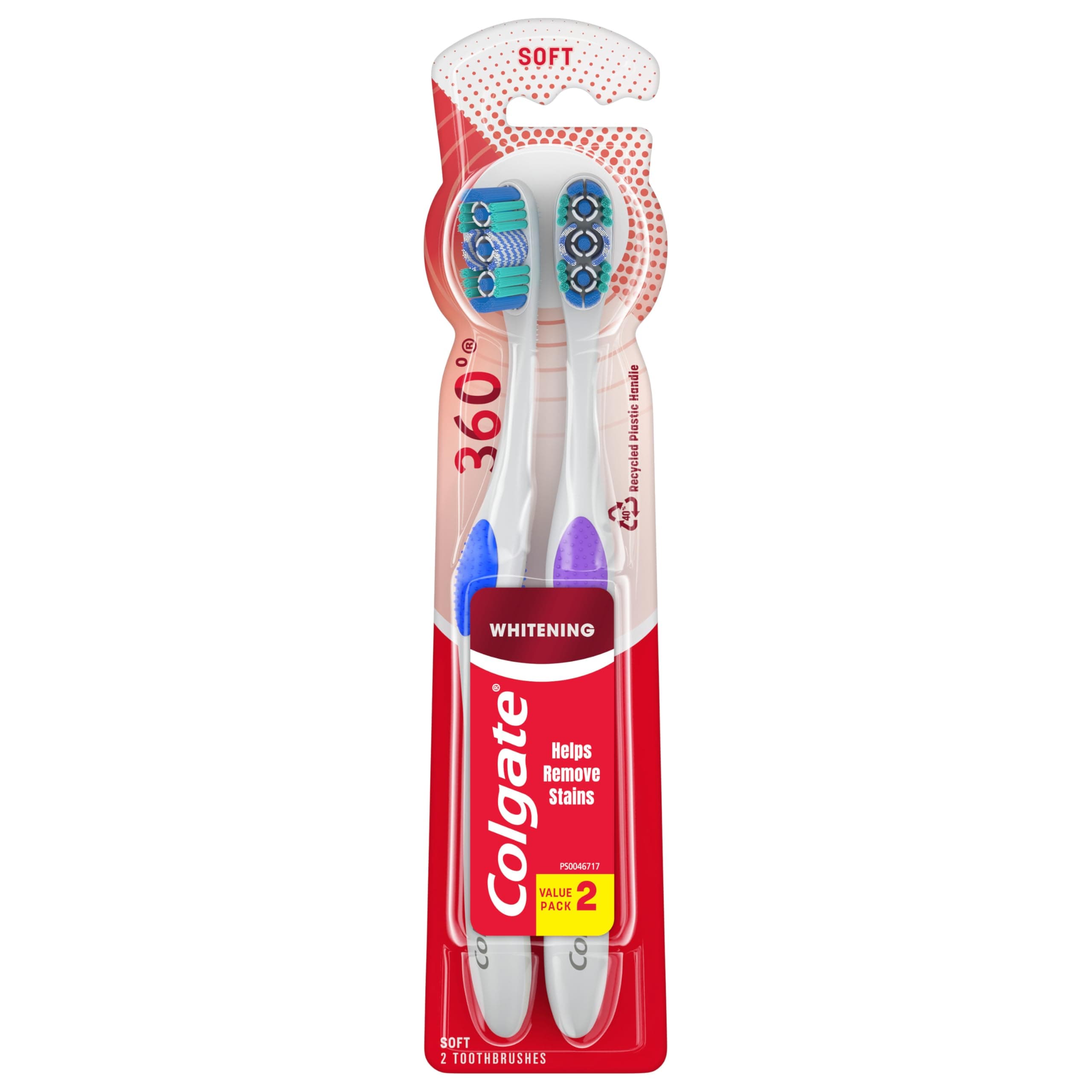 360° Optic ning Toothbrush, Soft, White, 2 Count