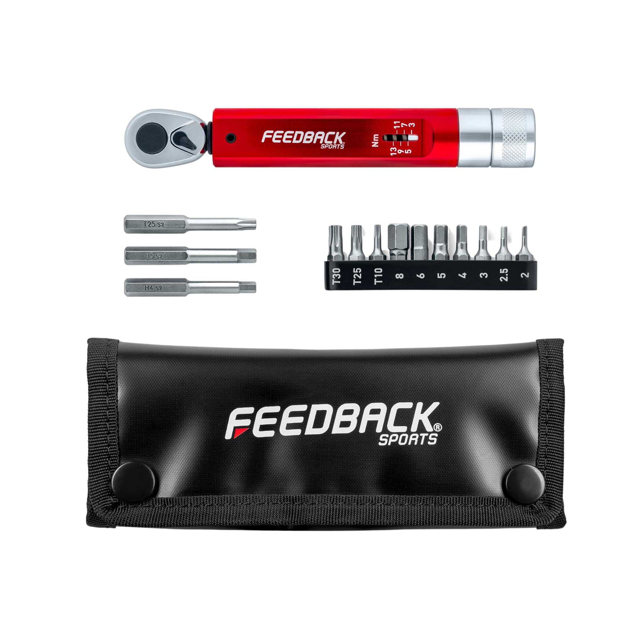 Range Click Torque Wrench Set | Adjustable Torque Ratchet Bit Driver [2-14Nm] | 13 S2 Steel Hex & Torx Bits | TPU Protective Carrying Case | Bicycle Tool Kit | Mini Torque Wrench