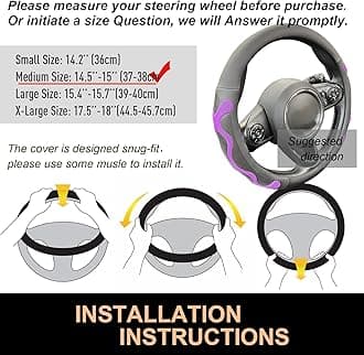 PINCTROT Comfy Grip Steering Wheel Cover, Anti-Slip Design, Universal 14.5-15 Inch(Silicone Purple)