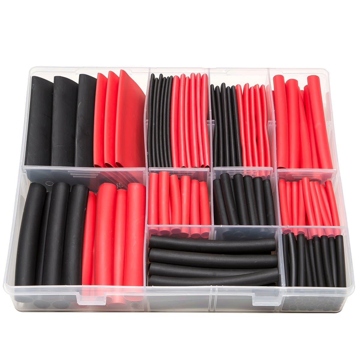 Terrans 3:1 Black Red Polyolefin Adhesive Lined Dual Wall Insulation Heat Shrink Tube Electrical Cable Assortment Kit - 199 Pcs 7 Size 1" 3/4" 1/2" 3/8" 1/4" 3/16" 1/8"