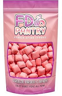 Freeze Dried Fruit Bursts Candy - Mini All-Pinks Strawberry l Hard Candy Mix 5oz Treat Snack Gift Bag Freeze-Dried Candies