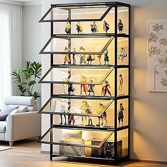Display Cabinet with Acrylic Doors, 5-Tier Curio Display Case for Figures, Collectibles Toy Organizers Rack & Display Shelf, Kids Bookcase for Home, Office, Playroom, Living Room