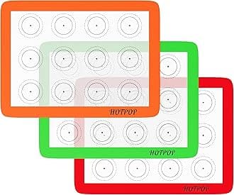 Silicone Macaron Baking Mats 0.75mm, Non-Stick Silicon Liner for Bake Pans & Rolling - Macaron/Pastry/Cookie/Bun/Bread Making (3 QUARTER SIZE)