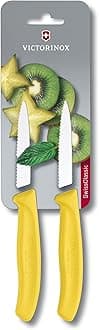 Victorinox Swiss Classic Wavy Edge Pointed Tip Paring Knife, Yellow, 6.7636.L118
