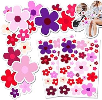 Amabro 70 PCS Flowers Car Stickers Set, Car Decals Bicycle Sticker Motorcycle Bus Scooter Vinyl Waterproof Stickers Outdoor for Window Journal Planner Laptop Luggage Decoration