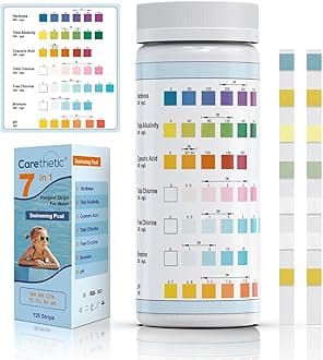 Pool Test Strips - 7-in-1 Pool Test Kit, 125 Count - Spa, Hot Tub & Swimming Pool Water Testing for Hardness, Chlorine, Bromine, pH, Alkalinity, Cyanuric Acid - Fast, Accurate Results