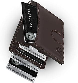 Money Clip Slim Minimalist Wallet for Men – RFID Blocking Leather Design with Money Clip – Front Pocket Bifold Holds 12 Cards – Stylish & Compact Wallets (Truffle)