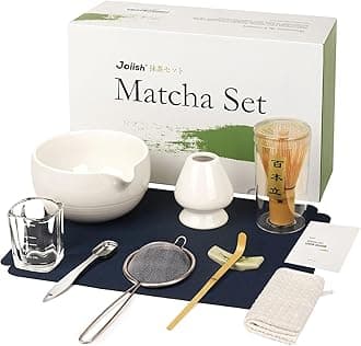 Joiish Matcha Tea Kit 10-Pcs Set, Whisk and Bowl with Spout & Measuring Spoon...