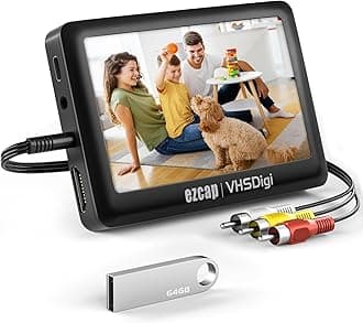 VHS to Digital Converter, Video to Digital Converter 3.0 (Third Generation), Capture Video from VCR's,VHS Tapes,Hi8,Camcorder,DVD,TV Box and Gaming Systems with 4.3 inch TFT Screen and 64GB U Disk