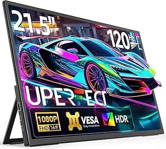 UPERFECT 21.5” 120HZ Portable Monitor w/Kickstand & VESA, Large Portable Gaming Monitor with HDMI Type C, External Dispaly for Laptops, Steamdeck, Mac-Book, Phones, Mini PC