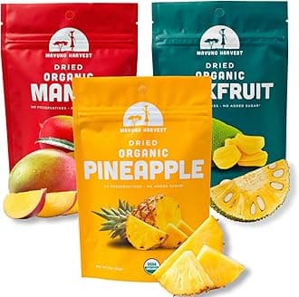 Organic Dried Fruit Variety Pack | Dried Mango, Pineapple, and Jackfruit | Healthy, Vegan, No Sugar Added, Non GMO Snacks for Kids & Adults | 2 Ounce, Pack of 3