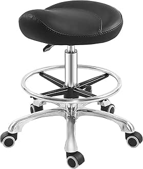 Grace & Grace Professional Saddle Stool Series Hydraulic Swivel Comfortable Ergonomic with Heavy Duty Metal Base and Footrest for Clinic Dentist Spa Massage Salons Studio
