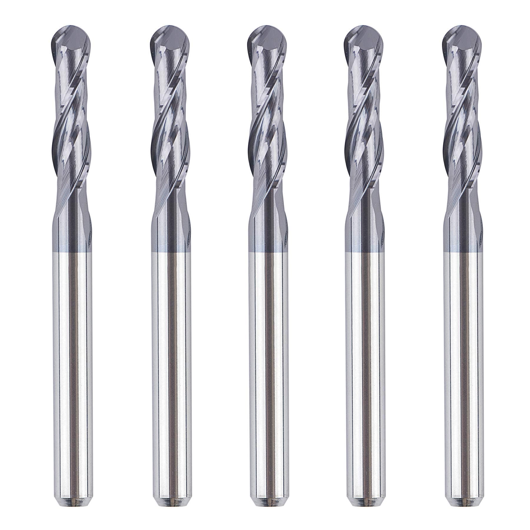 SpeTool 5Pcs Ball Nose Router Bits 1/8" Cutting Diameter Milling Tool HRC55, 1/8" Shank Up Cut Spiral CNC Tool