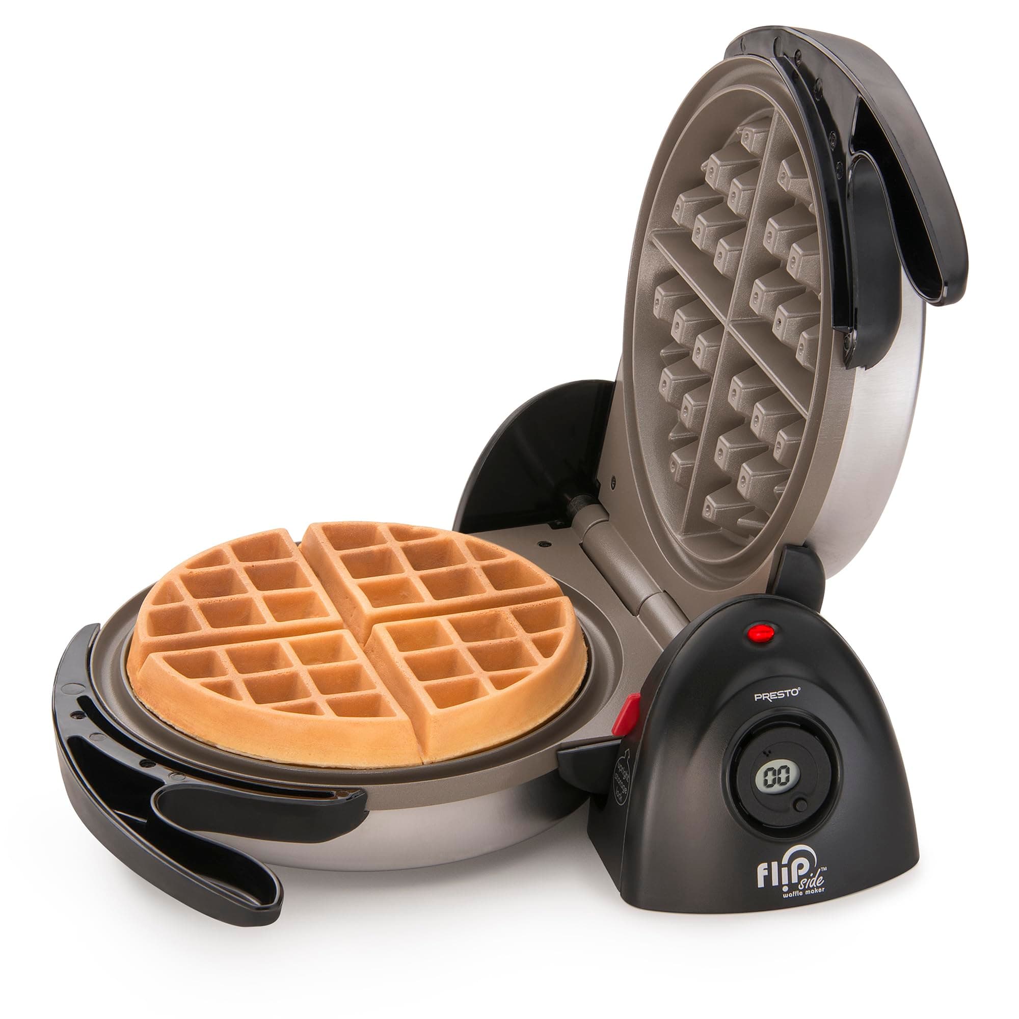 03510 Ceramic FlipSide Belgian Waffle Maker, Nonstick, Cool Touch Handles, Black