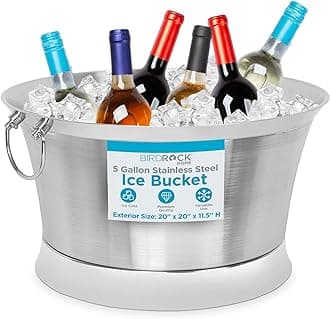 - Double Wall Beverage Tub - Stainless Steel Ice Bucket, Metal Drink Cooler with Handles, for Parties & Events, Decorative Beverage Chiller - Large