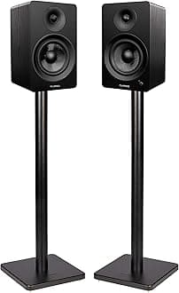 Fluance Ai61 Powered 2-Way 2.0 Stereo Bookshelf Speakers with Speaker Stands 6.5" Drivers 120W Amplifier for Turntable Bluetooth 5 Wireless Music Streaming - RCA Optical USB & Sub Out (Black Ash)