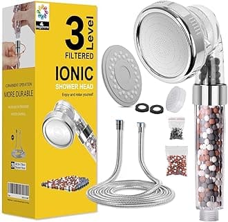 Magichome Shower Head and Hose 2m, 3-Layer Filtration Ionic Shower Head, Universal Filter Shower Heads for Hard Water Low Water Pressure with Extra Replaceable Accessories