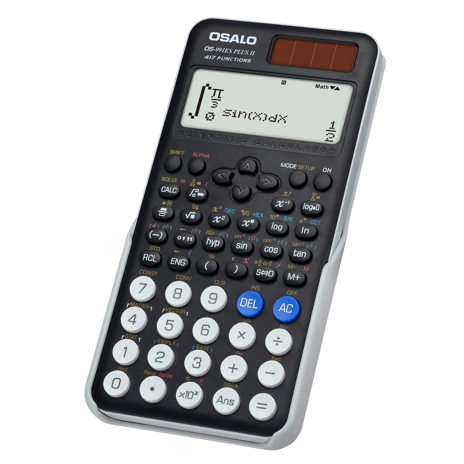 OSALO Scientific Calculator 417 Function 2 Line 10+2 Digits Written Display Solar and Battery Calculators for Students Secondary School College Black (OS 991ES Plus 2nd Edition)