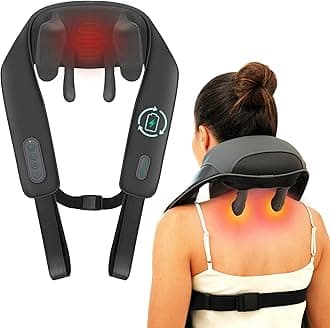 Snailax Cordless Neck Massager with Heat for Pain Relief Deep Tissue, 4D Kneading, Mothers Day Gifts, Rechargeable Shiatsu Back Neck Massager for Neck, Shoulders Back